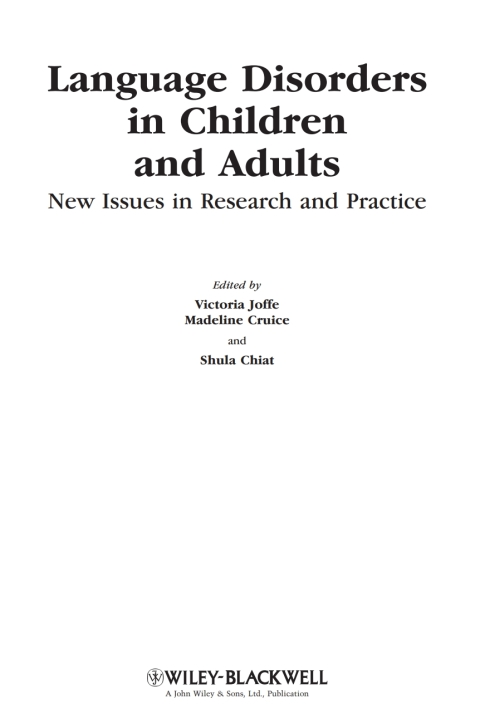 Cover image for book Language Disorders in Children and Adults