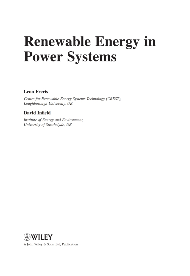 Renewable Energy in Power Systems