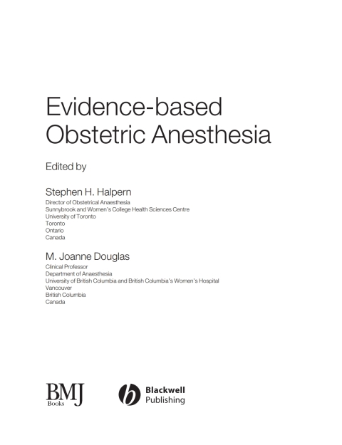 Cover image for book Evidence-Based Obstetric Anesthesia