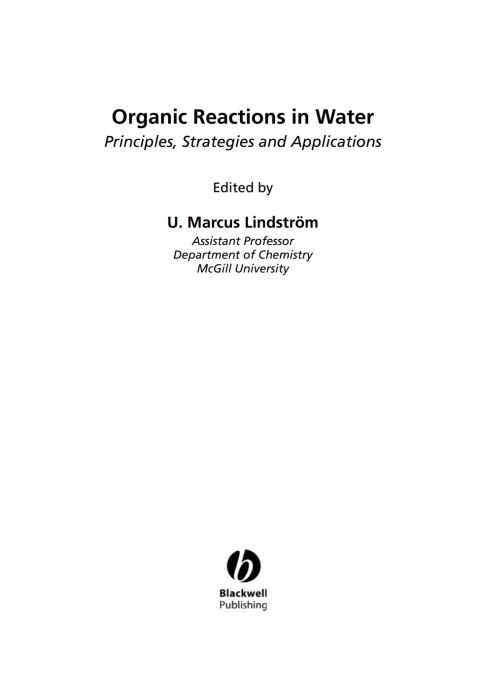 Cover image for book Organic Reactions in Water