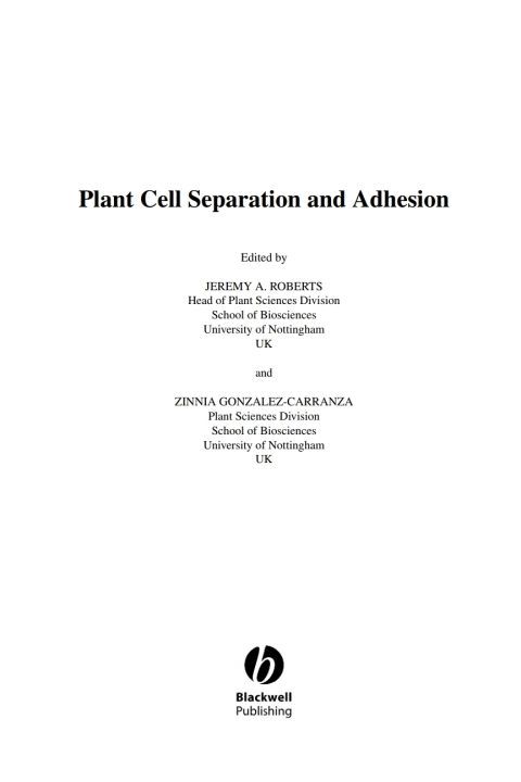 Cover image for book Annual Plant Reviews, Plant Cell Separation and Adhesion