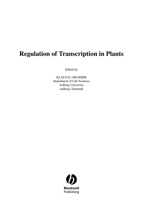 Cover image for book Annual Plant Reviews, Regulation of Transcription in Plants