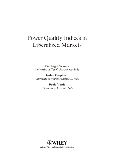 Cover image for book Power Quality Indices in Liberalized Markets