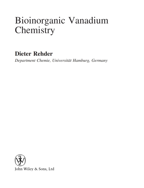 Cover image for book Bioinorganic Vanadium Chemistry