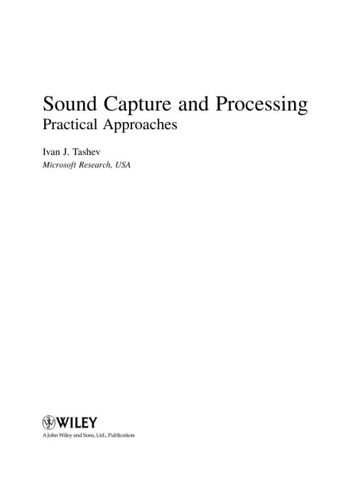 Cover image for book Sound Capture and Processing