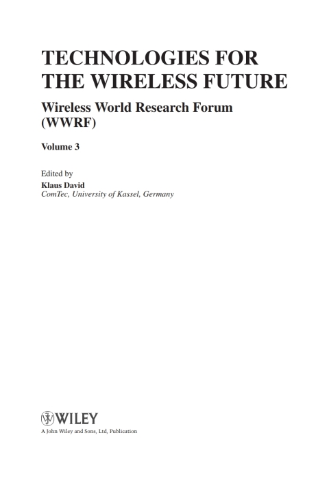 Cover image for book Technologies for the Wireless Future