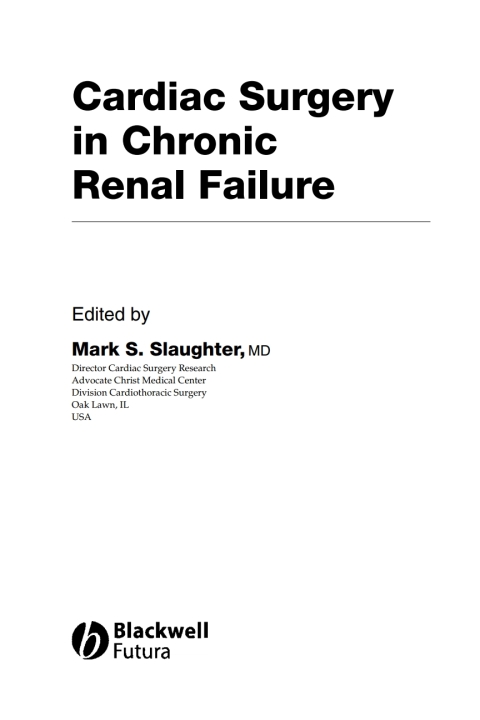 Cover image for book Cardiac Surgery in Chronic Renal Failure