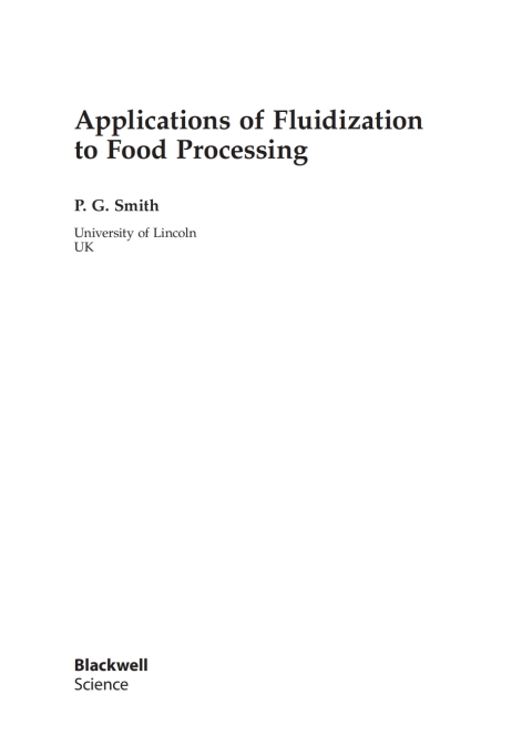 Cover image for book Applications of Fluidization to Food Processing
