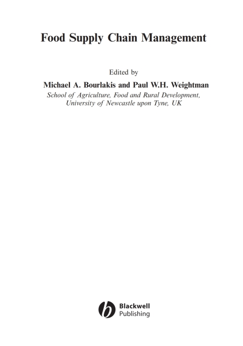 Cover image for book Food Supply Chain Management