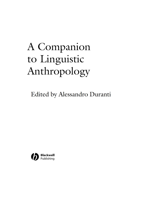 Cover image for book A Companion to Linguistic Anthropology