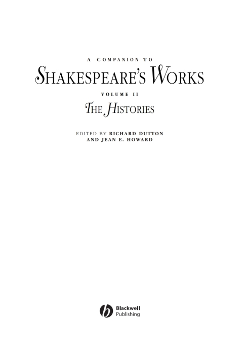 Cover image for book A Companion to Shakespeare's Works, Volume II
