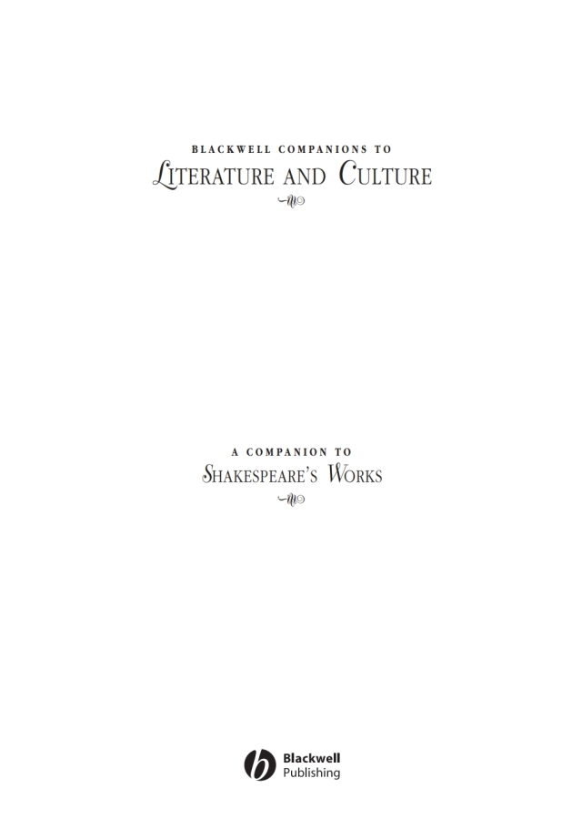 A Companion to Shakespeare's Works, Volume III: The Comedies