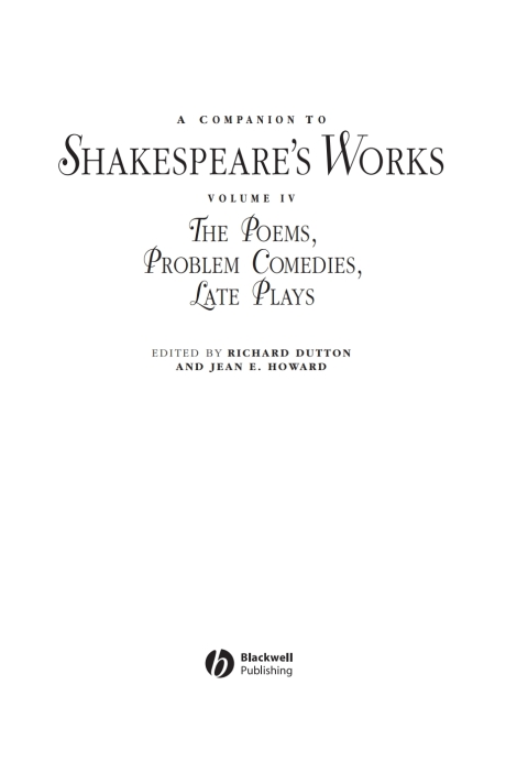 Cover image for book A Companion to Shakespeare's Works, Volumr IV
