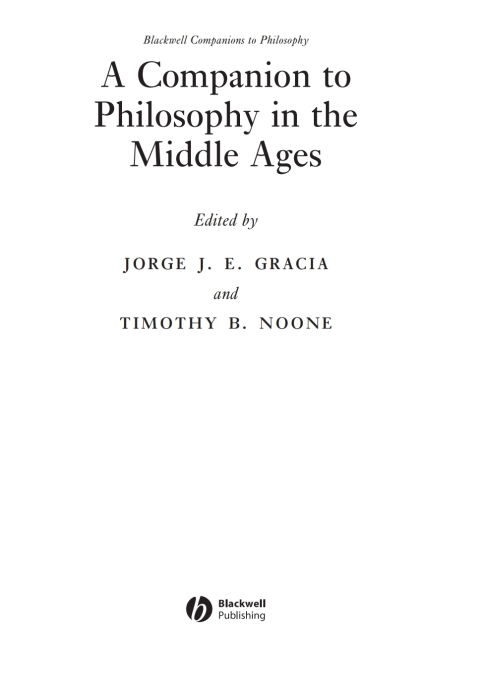 Cover image for book A Companion to Philosophy in the Middle Ages