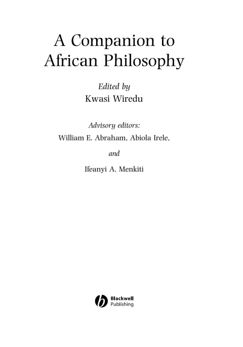 Cover image for book A Companion to African Philosophy