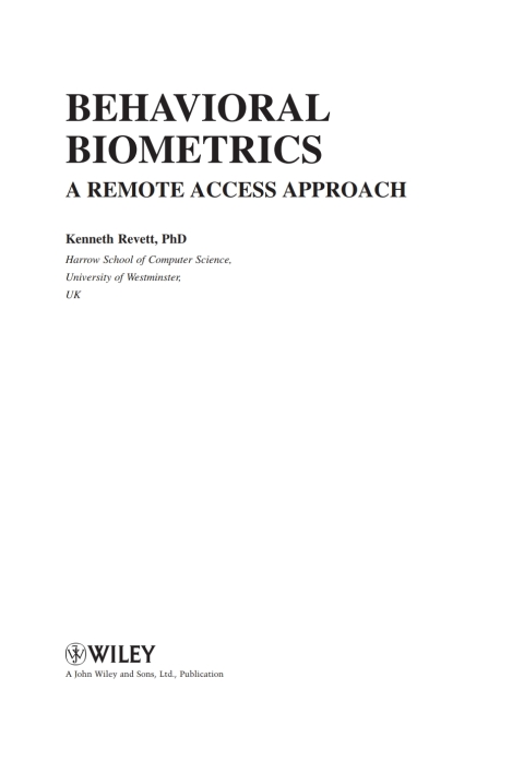 Cover image for book Behavioral Biometrics