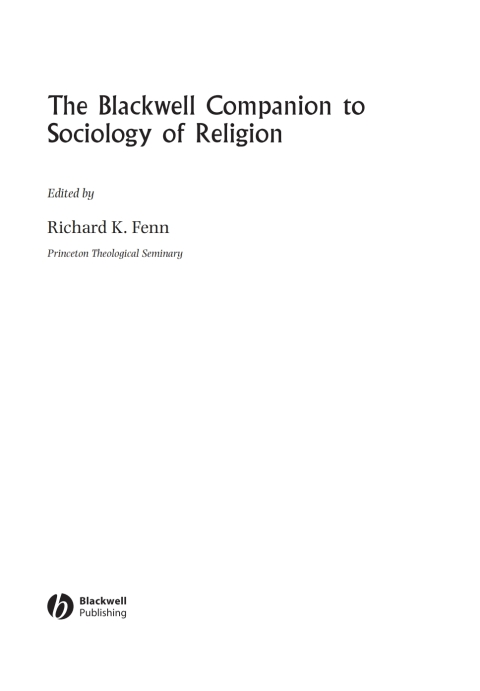 Cover image for book The Blackwell Companion to Sociology of Religion