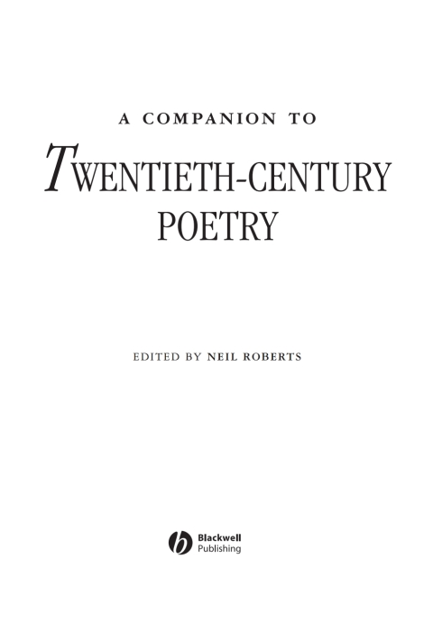 Cover image for book A Companion to Twentieth-Century Poetry