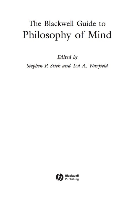 Cover image for book The Blackwell Guide to Philosophy of Mind