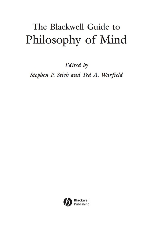 Blackwell Guide to Philosophy of Mind