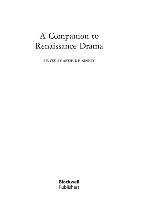 Cover image for book A Companion to Renaissance Drama