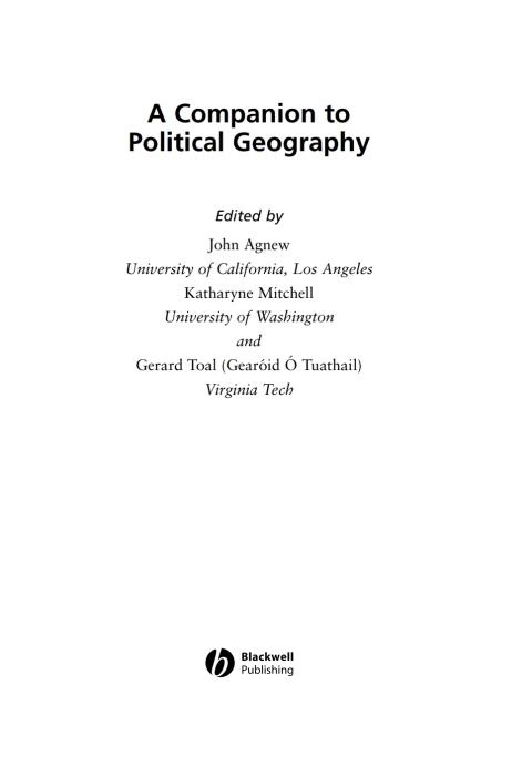 A Companion to Political Geography 