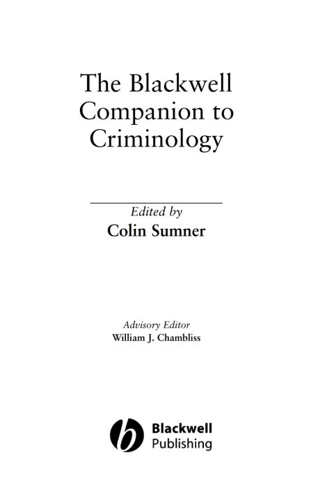 Cover image for book The Blackwell Companion to Criminology