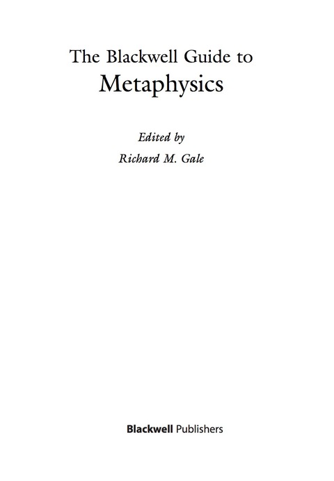 The Blackwell Guide to Metaphysics 