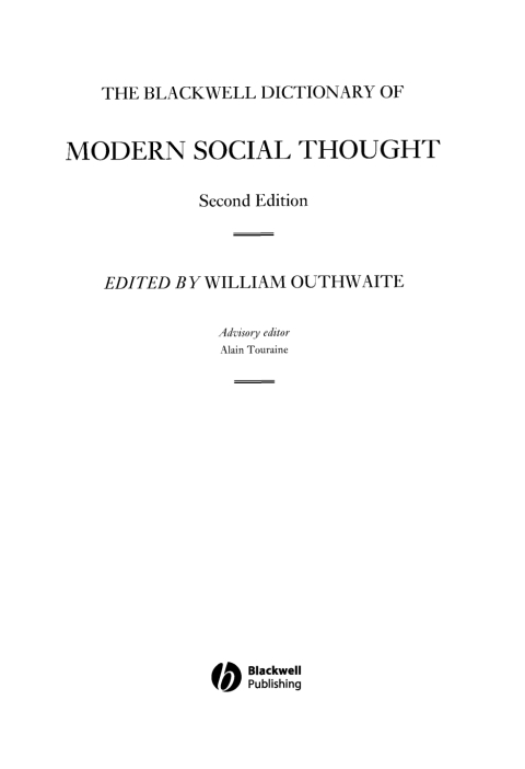 Cover image for book The Blackwell Dictionary of Modern Social Thought