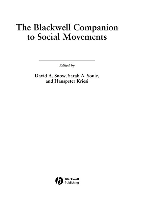 The Blackwell Companion to Social Movements 