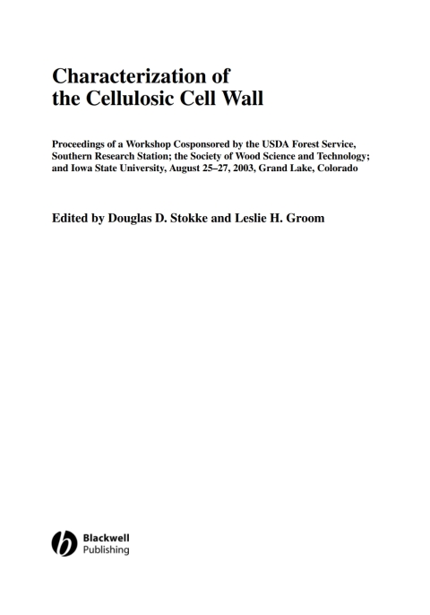 Cover image for book Characterization of the Cellulosic Cell Wall