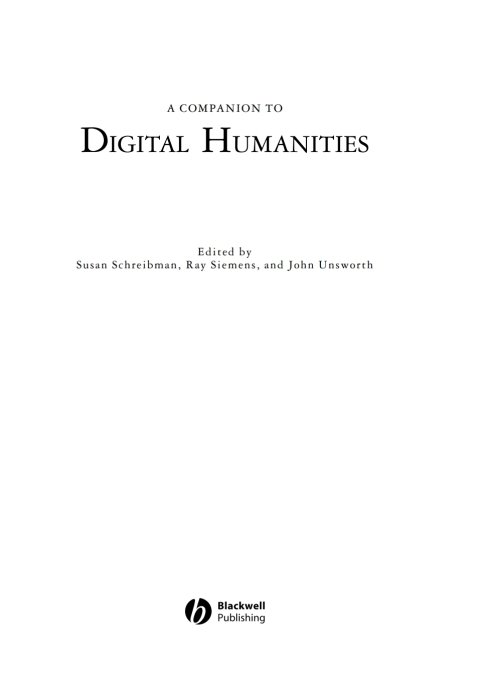 Cover image for book A Companion to Digital Humanities
