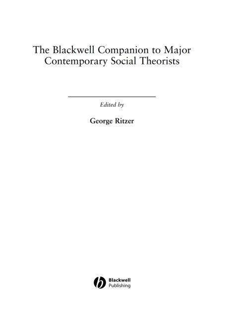 Cover image for book The Blackwell Companion to Major Contemporary Social Theorists