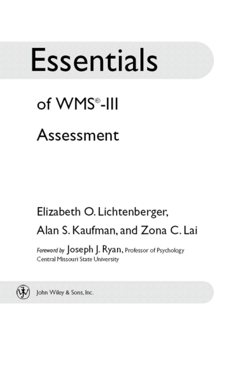 Essentials of WMS-III Assessment 
