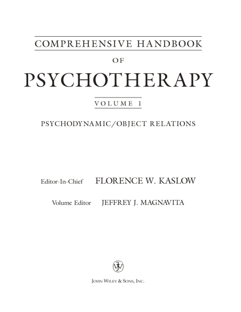 Cover image for book Comprehensive Handbook of Psychotherapy, Psychodynamic/Object Relations