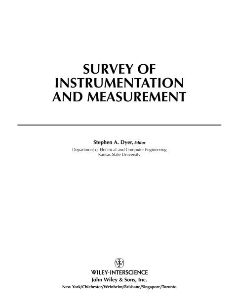 Cover image for book Wiley Survey of Instrumentation and Measurement