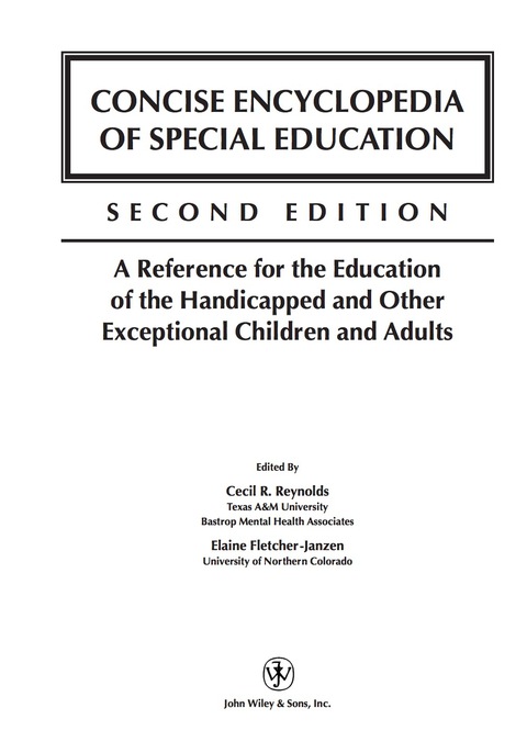 Cover image for book Concise Encyclopedia of Special Education: A Reference for the Education of the Handicapped and Other Exceptional Children and Adults
