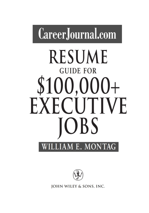 Cover image for book CareerJournal.com Resume Guide for $100,000 + Executive Jobs