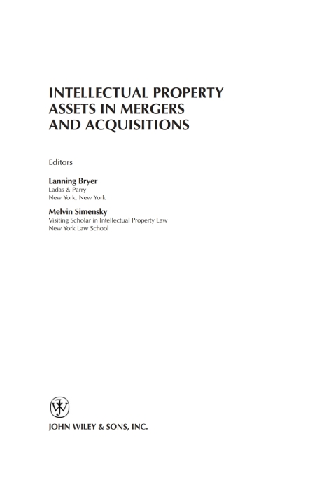 Cover image for book Intellectual Property Assets in Mergers and Acquisitions