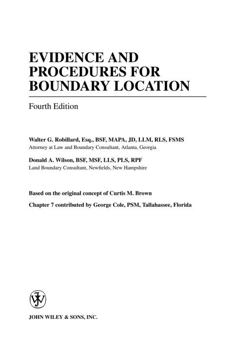 Cover image for book Evidence and Procedures for Boundary Location