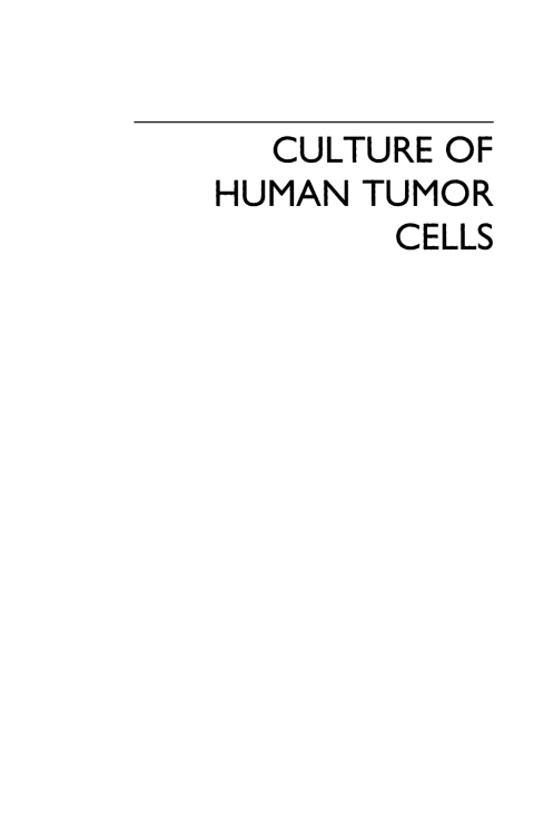 Cover image for book Culture of Human Tumor Cells