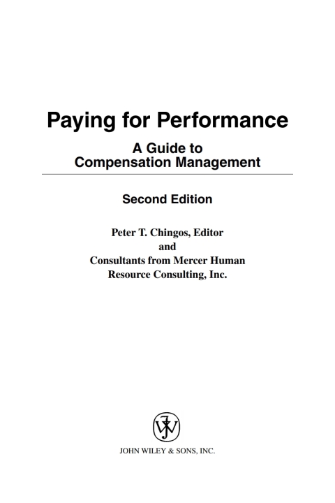 Cover image for book Paying for Performance