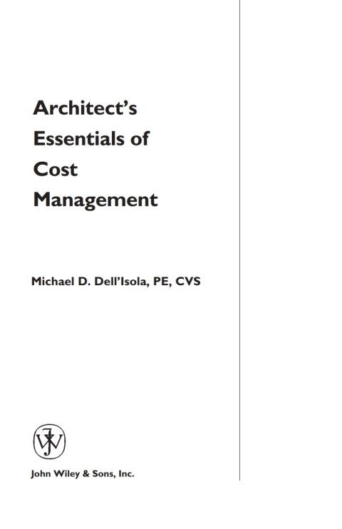 Cover image for book Architect's Essentials of Cost Management