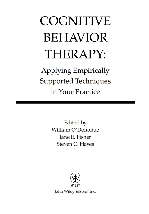 Cover image for book Cognitive Behavior Therapy: Applying Empirically Supported Techniques in Your Practice