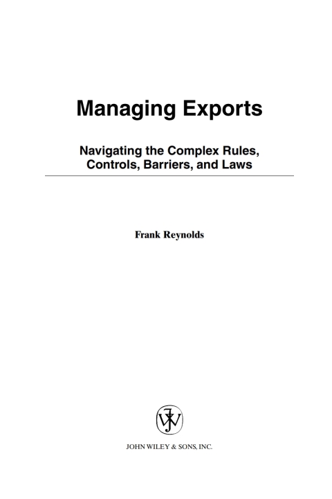Cover image for book Managing Exports