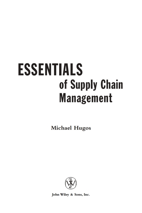 Cover image for book Essentials of Supply Chain Management