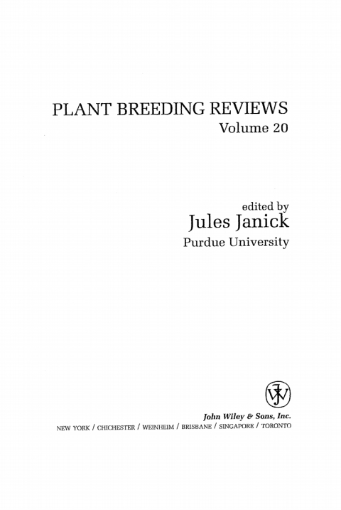 Cover image for book Plant Breeding Reviews