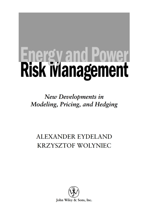Cover image for book Energy and Power Risk Management: New Developments in Modeling, Pricing, and Hedging