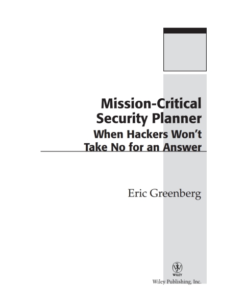 Cover image for book Mission-Critical Security Planner