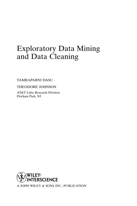 Cover image for book Exploratory Data Mining and Data Cleaning